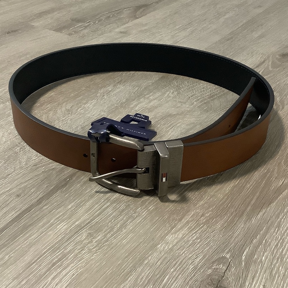 Tommy Hilfiger black & brown reversible synthetic leather belt